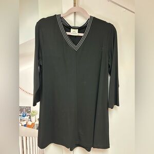 Black V-Neck Women's Tunic Top